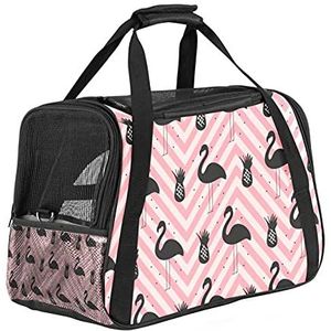Reistas voor huisdieren, draagbare huisdierentas - opvouwbare stoffen reistas voor huisdieren Reistas Flamingo Stripe Pink