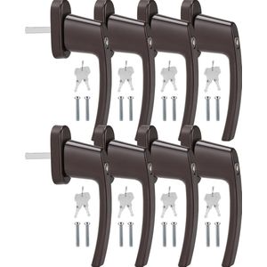 Afsluitbare raamkruk - Inclusief sleutel - Raamsluiting handvat met draai- en kiepfunctie bruin 8X