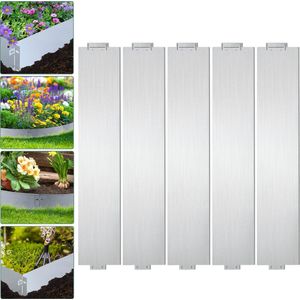 Borderrand Tuinafboording flexibel Graskanten Metalen Maairand Gegalvaniseerd Paadranden Zilver 100x15cm 15m