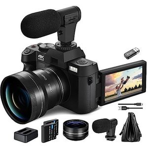 Compacte digitale fotografiecamera 4K WIFI Web Cam Vintage Vlog Videorecorder 48MP Camcorder Flip Screen HD camera (Color : 32GB SD Card, Size : Package 4)