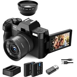 Compacte digitale fotografiecamera 4K WIFI Web Cam Vintage Vlog Videorecorder 48MP Camcorder Flip Screen HD camera (Color : 32GB SD Card, Size : Package 5)