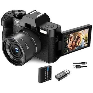 Compacte digitale fotografiecamera 4K WIFI Web Cam Vintage Vlog Videorecorder 48MP Camcorder Flip Screen HD camera (Color : No Card, Size : Package 3)