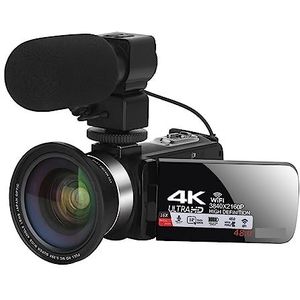 4K Ultra HD Video Camera Vlogging Camera for 3.0 Inch 48MP 18X Digitale Zoom Wifi Webcam Camcorder Live streaming HD camera (Color : 64G SD Card, Size : With Mic)