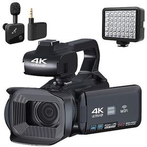 4 ""Draai Touch Screen Vlog Camcorder 4K UHD Video Camera For Livestreaming WIFI Webcam 64MP Auto Focus Digitale Camera HD camera (Color : 32G SD Card, Size : Wireless MIC Light)