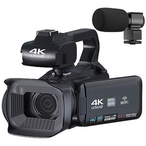 4 ""Draai Touch Screen Vlog Camcorder 4K UHD Video Camera For Livestreaming WIFI Webcam 64MP Auto Focus Digitale Camera HD camera (Color : 16G SD Card, Size : With Microphone)