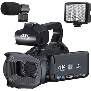 4 ""Draai Touch Screen Vlog Camcorder 4K UHD Video Camera For Livestreaming WIFI Webcam 64MP Auto Focus Digitale Camera HD camera (Color : NO SD Card, Size : MIC And Fill Light)