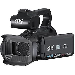 64MP Video Camera Full 4K 60FPS Camcorder For Live Streaming WIFI Webcam 18X Autofocus Vlog Recorder 4 ""scherm Draaien HD camera (Color : 64G SD Card, Size : Standard)