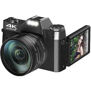 Compacte Digitale Fotografie Camera 4K WIFI Web Cam Vlog Video Recorder 48MP Camcorder 3"" Flip Screen Macro Lens HD camera (Color : 128G TF Card, Size : Only camera)