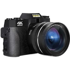 Compacte Digitale Fotografie Camera 4K WIFI Web Cam Vlog Video Recorder 48MP Camcorder 3"" Flip Screen Macro Lens HD camera (Color : NO TF Card, Size : Lens 2 Batteries)