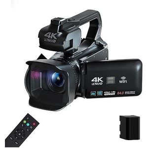 64MP 4K 60FPS Camcorder Live Stream Vlog Video Camera WIFI Webcam 4 Inch Draaien Touchscreen 18X Digitale Camera Recorder HD camera (Color : No SD Card, Size : Only Camera)