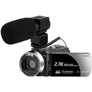 2.7K Video Camera Digitale Camcorder For Thuisgebruik 16X Zoom 30MP Vloggen Webcam 3.0 Draaien Touch Screen HD camera (Color : 32G SD Card, Size : With Microphone)