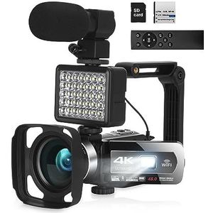 Volledige 4K-camcorder Autofocus Streaming WIFI Webcamera's Outdoor 48MP Fill Light-videorecorder HD camera (Color : No SD Card, Size : Kit)