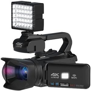 Volledige 4K UHD 60FPS Vintage Camcorder For Live Streaming Vlog 18X 64MP Video Camera Digitale Recorder 4 ""Scherm Draaien HD camera (Color : With 32G SD Card, Size : With Light)