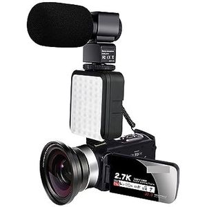 Nachtzicht 2K Camcorder 16X Zoom Infrarood Vlogging Video Camera 2.7K 30MP Draagbare Digitale Recorder Live Streaming HD camera (Color : No SD Card, Size : MIC LENS LIGHT)