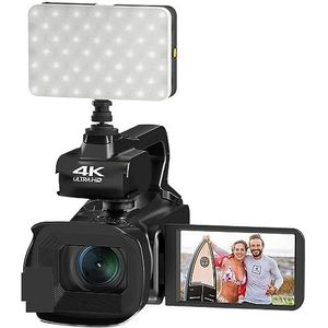 4K Vlog Camcorder 60FPS UHD Digitale Video Camera For Live Stream Webcam Licht Invullen 4.0 Inch Draaien Touchscreen 18X Zoom HD camera (Color : With 256G SD Card, Size : Full Set)
