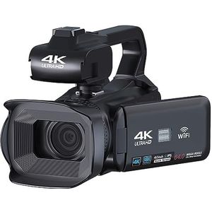 60FPS 4K Vlog Camcorder 64MP Fotografie Video Camera Live Streaming 18X Zoom AF Digitale Recorder 4 ""Draai Touch Screen HD camera (Color : NO SD Card, Size : Standard)