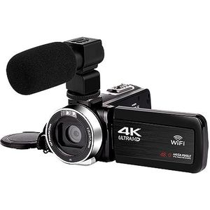 4K UHD Digitale Video Camera For Vlog 18X WIFI Camcorder HDMI Live Streaming Camera Draaien LCD Touch Screen 48MP Recorder HD camera (Color : 16G SD Card, Size : With Microphone)