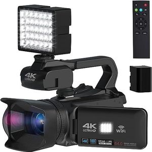 Autofocus 4K Camcorder 18X Zoom 64MP Digitale Video Camera For WIFI Streaming Webcam Time-lapse 4 ""Touch Screen Recorder HD camera (Color : 32G SD Card, Size : With Fill Light)