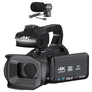 Autofocus 4K Camcorder 18X Zoom 64MP Digitale Video Camera For WIFI Streaming Webcam Time-lapse 4 ""Touch Screen Recorder HD camera (Color : 32G SD Card, Size : With Microphone)