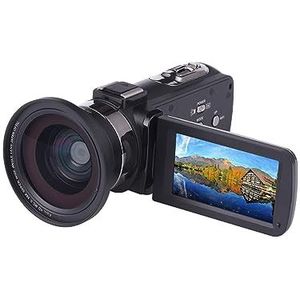 HD Digitale Videocamera Touchscreen Infrarood Nachtzicht Wifi Selfie Camera DV Camcorder Alles In Één Machine HD camera (Size : Black+Ultra-Wide Angle Lens)