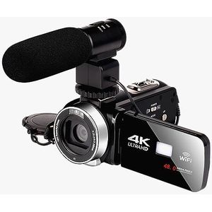 4K HD Nachtzicht Digitale Camcorder 48M Thuis wifi Live Streaming Camcorder DV Digitale Camera HD camera (Size : Black+Noise Reduction Mic)