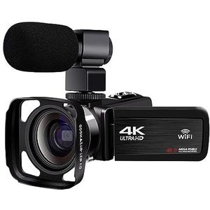 Volledige 4K Vlogging-videocamera For Live Streaming Outdoor Digitale Camcorder WiFi Webcam 16X Recorder Fotografie HD camera (Color : Black, Size : 32G SD Card)