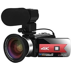 Groothoeklens 56MP Digitale Video Camera for Live Streaming 4K UHD Camcorder Nachtzicht Microfoon Vlog Recorder HD camera (Color : Red, Size : NO SD Card)