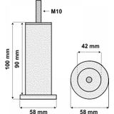 Ronde aluminium meubelpoot hoogte 10 cm (M10)