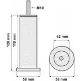 Ronde aluminium meubelpoot 12 cm (M10)