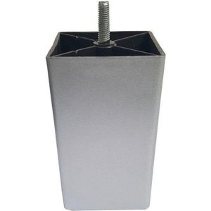 Zilveren vierkanten plastic meubelpoot 12 cm (M8)