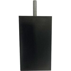Zwarte vierkanten plastic meubelpoot 10 cm (M8)