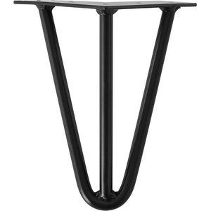 Zwarte massieve 3-punt hairpin tafelpoot 20 cm