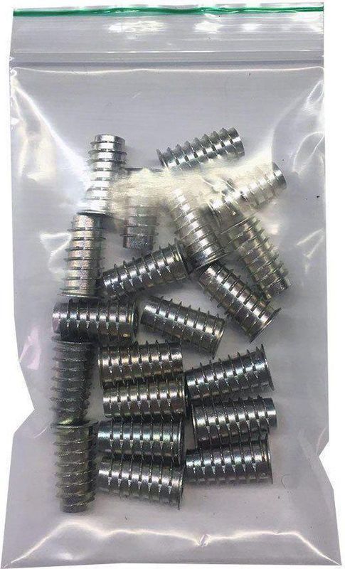 Rampa moer M8 schroefdraad - 20 stuks - Lengte 13 mm - Inboorhoutmoer - inboormoer messing - Montage dmv inbussleutel