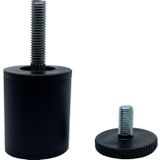 Zwarte ronde meubelpoot 6 cm (M10)