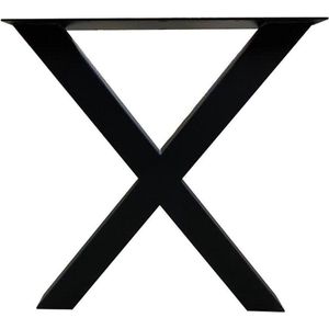 Zwarte X tafelpoot smal 72 cm (koker 8 x 8)