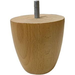 Blank houten ronde meubelpoot 10 cm (M10)