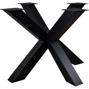 Zwarte vierkanten stalen matrix tafelpoot hoogte 72 cm en breedte/diepte 120 cm (koker 8 x 8)