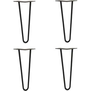 Dunne massieve zwarte hairpin tafelpoot 40 cm (set van 4 stuks)