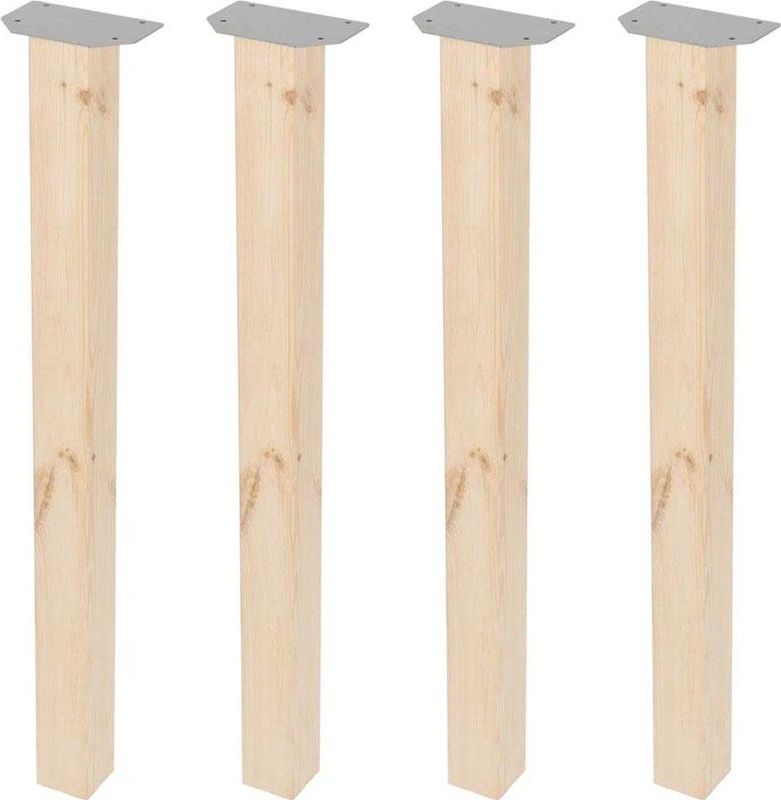 Vurenhout - Tafelpoot - Houtskleur - Set van 4 Stuks
