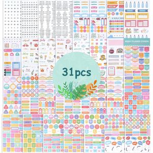 31 vellen bullet journal stickers, planner stickers, bullet journal stickerset voor kalender 2024, stickers, bullet journal voor maanden, werkplanning, budget en planner
