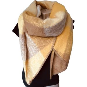 Sjaal - Dikke Kwaliteit - Geblokt - Okergeel - 220 x 50 cm (969616#)