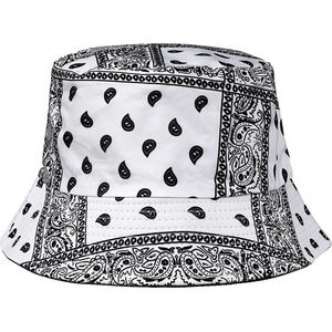 Bucket Hat Paisley Print Wit Omkeerbaar Festival Hoedje Vissershoedje