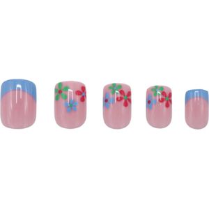Boozyshop ® Nepnagels Multicolor Flowers - Plaknagels Bloemen - 24 Stuks - Kunstnagels - Press On Nails - Manicure - Nail Art - Plaknagels met Lijm - French Nails