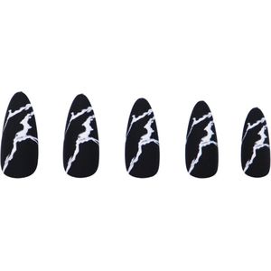 Boozyshop ® Nepnagels Marble Black - Plaknagels Zwart - 24 Stuks - Kunstnagels - Press On Nails - Manicure - Nail Art - Plaknagels met Lijm - French Nails