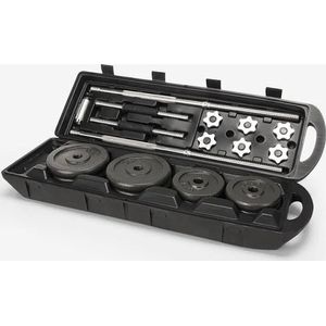 Chrome dumbbell set 50KG - 2 Stangen en Halteroptie - Dumbbellset - met - Opbergkoffer