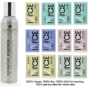 CURASANO Spraytan, Tanning Spray, 200ml + 10 Bio / Vegan Haarproduct Testers