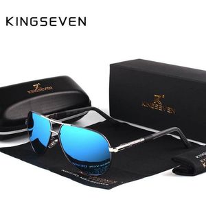 MIRO | KingSeven Zonnebril Heren - Blauw/Zwart - Zonnebril - Bril met Polariserende glazen - Pilotenbril - polarisatie filter UV400
