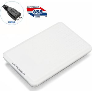 LC-POWER® 2,5 inch SATA Externe harde schijf behuizing Externe Behuizing voor 2.5'' inch SATA HDD/SSD - Schroefloos - HDD Hoogte tot 7mm - Wit