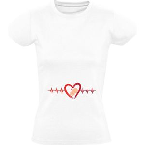 Baby Hartslag Dames T-shirt - zwanger - moeder - aankondiging - zwangerschap - mama - schattig - cute - ouders - ouderschap