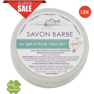 Biologische aloë vera-gel scheerzeep met glycerine 12x150g | La Cigale